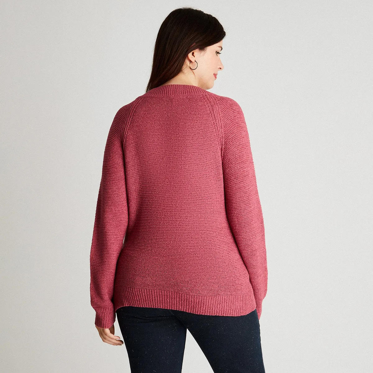 CURVI - Sweater Magenta Manga Larga Cuello V CURVI