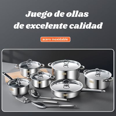Imagen 2 del producto Juego De Ollas Y Sartenes Batería 15 Piezas Acero Inoxidable