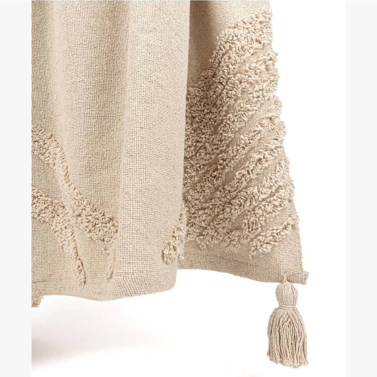 LOUNGE - Manta Boho Algodón Textura Beige LOUNGE