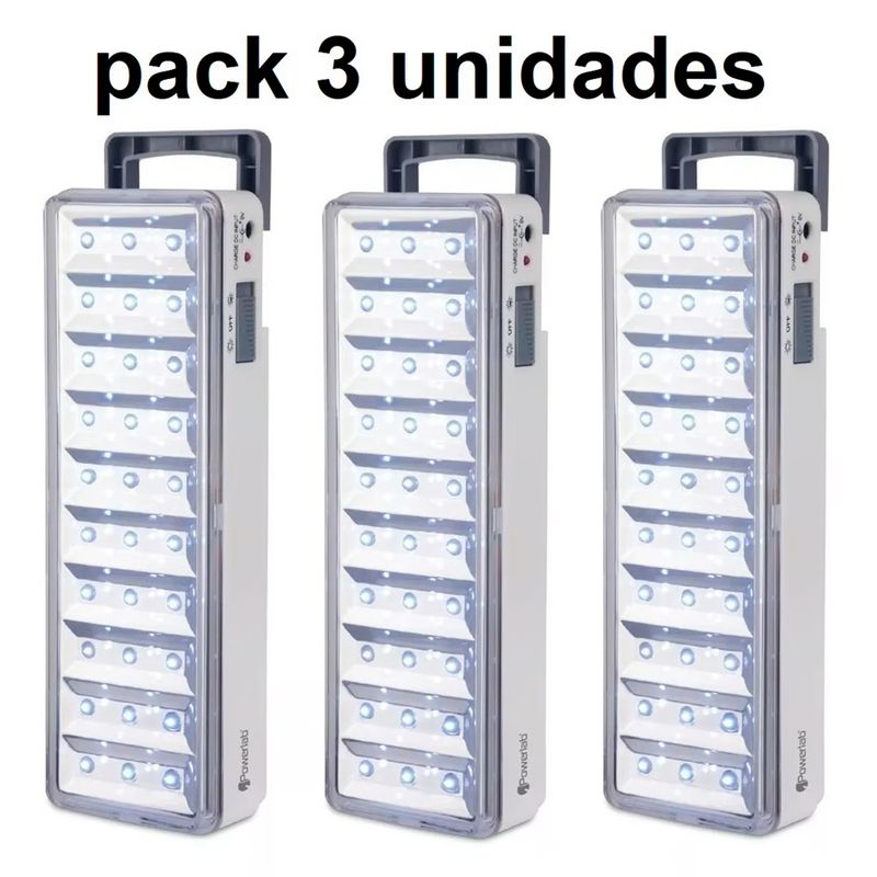 POWERLAB - Pack de 3 lámparas de emergencia con batería recargable.