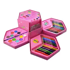 GENERICO - Set De Arte Para Colorear 46 Piezas ROSA