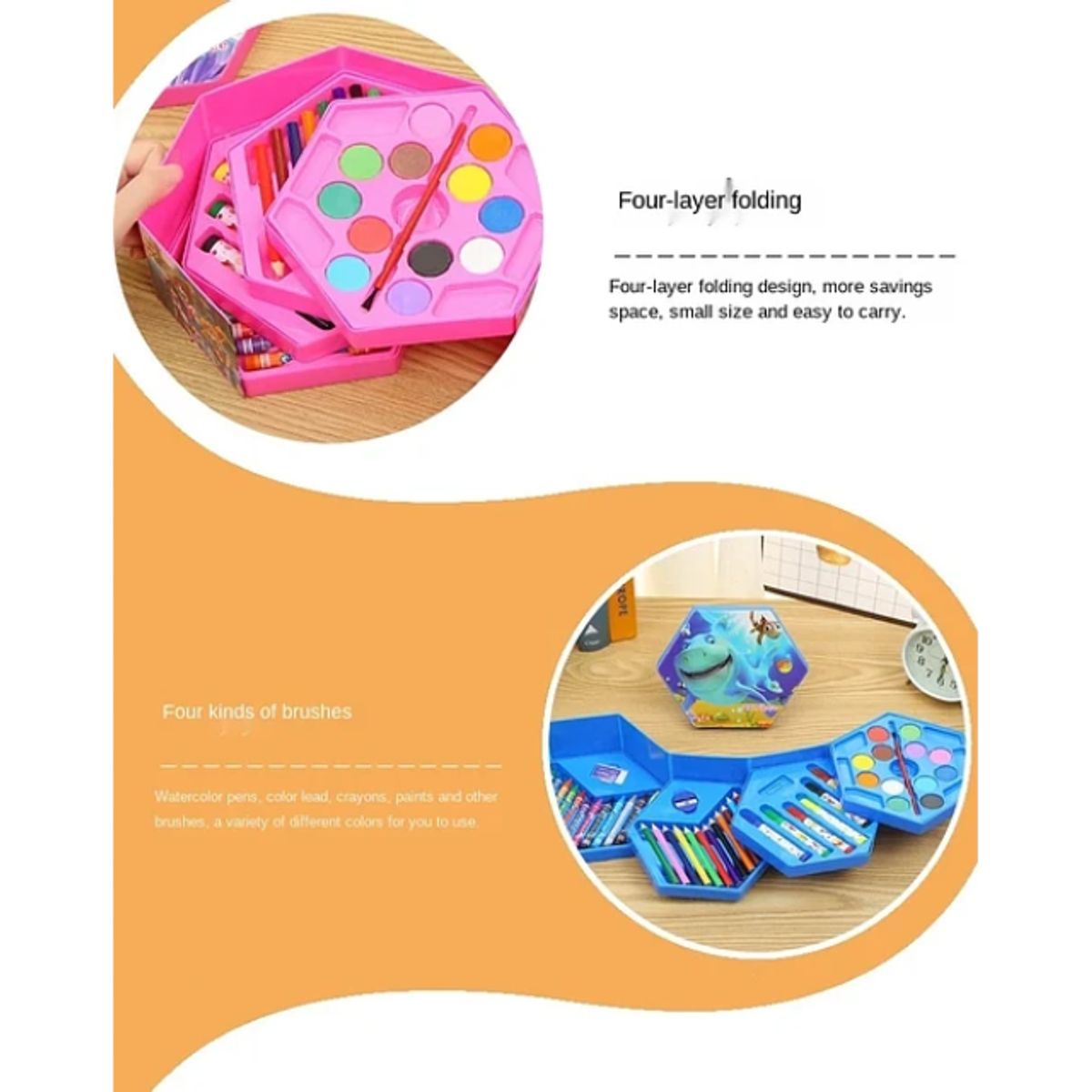 GENERICO - Set De Arte Para Colorear 46 Piezas ROSA