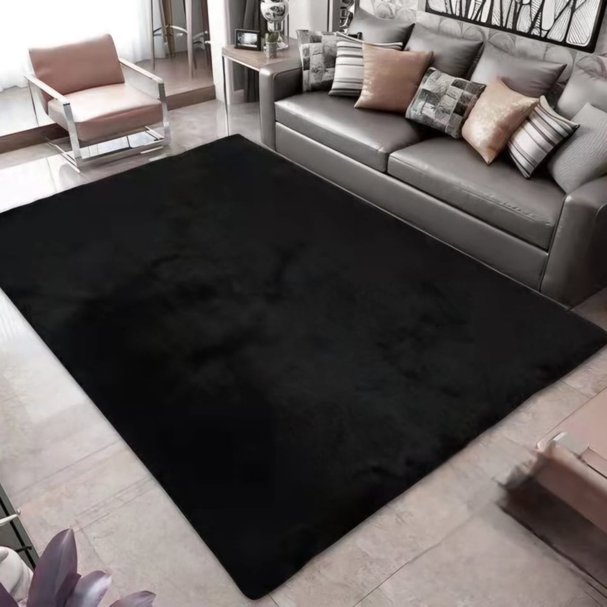 GENERICO - ALFOMBRA TIPO SHAGGY PELO LARGO PARA LIVING