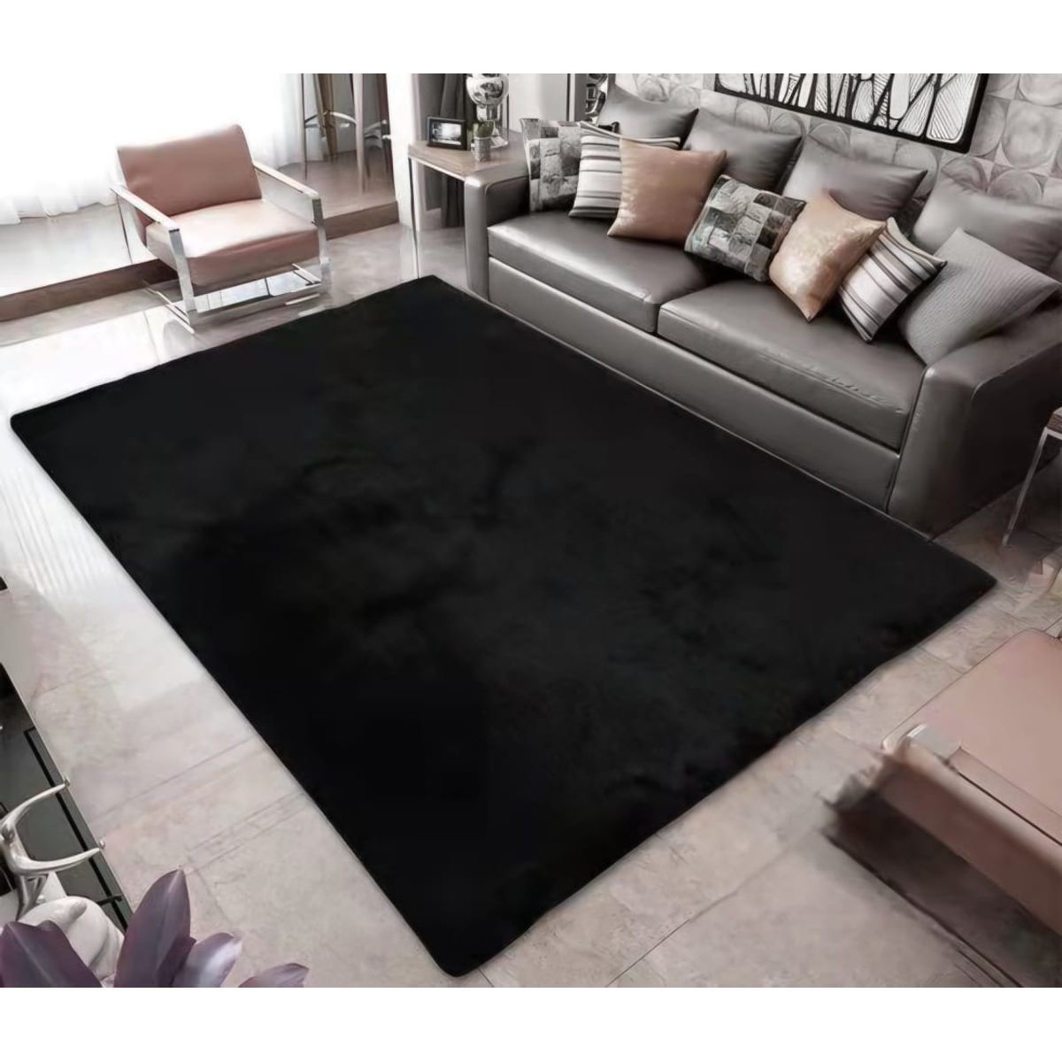 GENERICO - ALFOMBRA TIPO SHAGGY PELO LARGO PARA LIVING