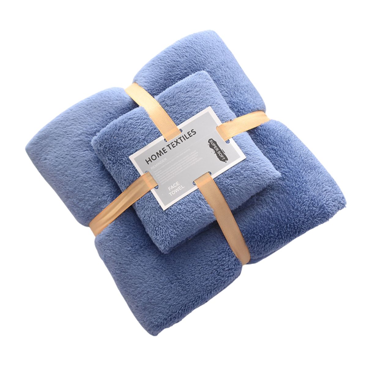 GENERICO - Pack 2 Toallas Azul Baño Cuerpo Manos Microfibra Secado Rápido