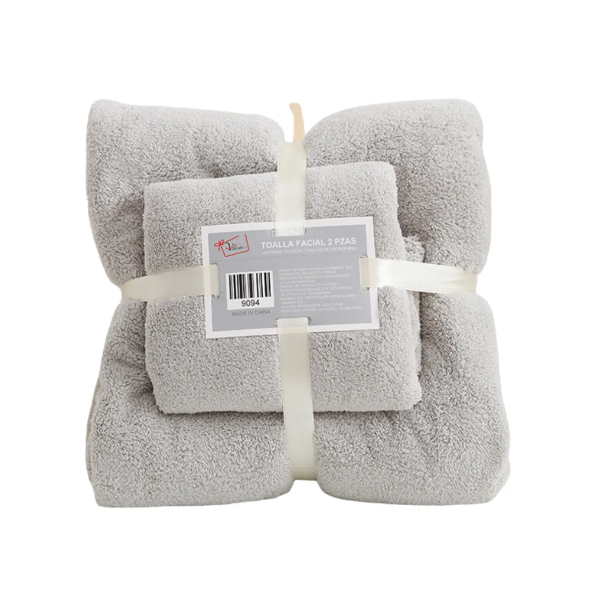 GENERICO - Pack 2 Toallas Gris Baño Cuerpo Manos Microfibra Secado Rápido