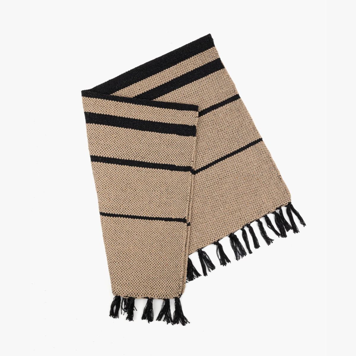 LOUNGE - Bajada De Cama Algodón Líneas 60 X 90 Cm Café LOUNGE