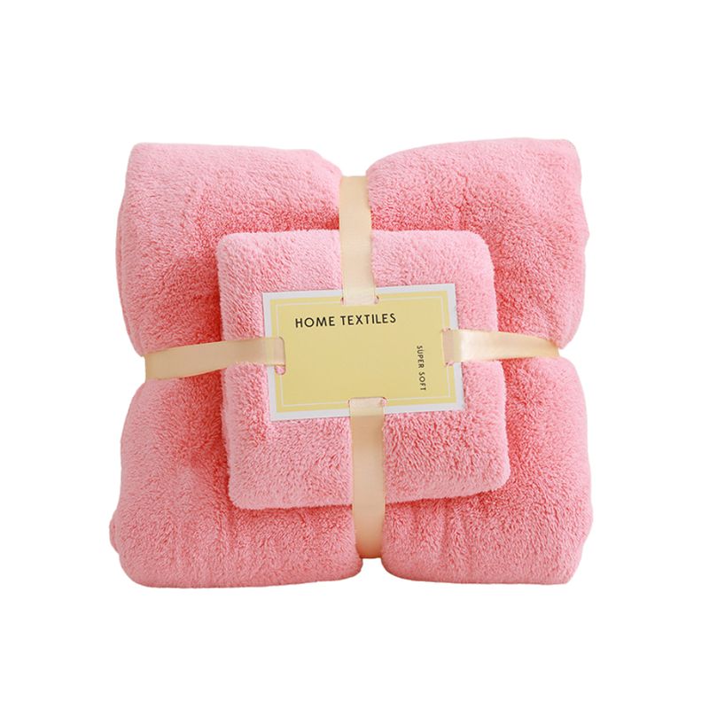 GENERICO - Pack 2 Toallas Rosa Baño Cuerpo Manos Microfibra Secado Rápido