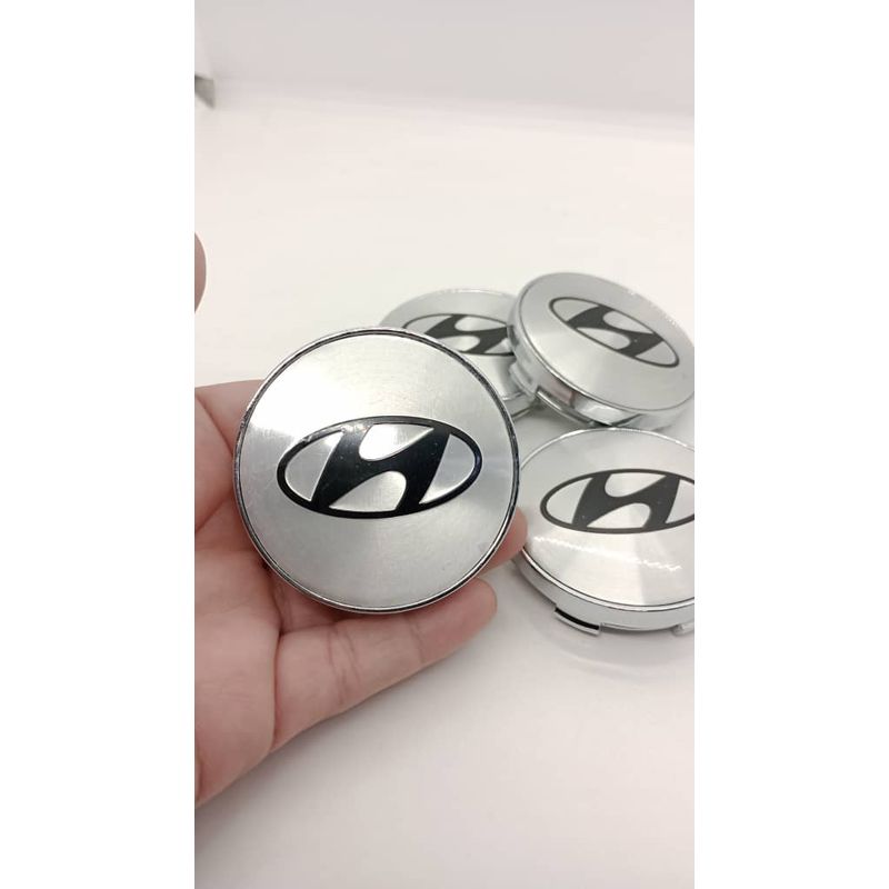 GENERICO - Set X4 Tapas centro Llantas autos 60mm hyundai plata negro