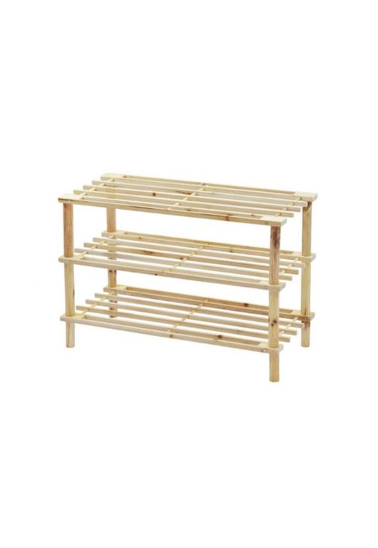 Zapatero Organizador De Madera Con 3 Niveles Cafe Claro Rectangular