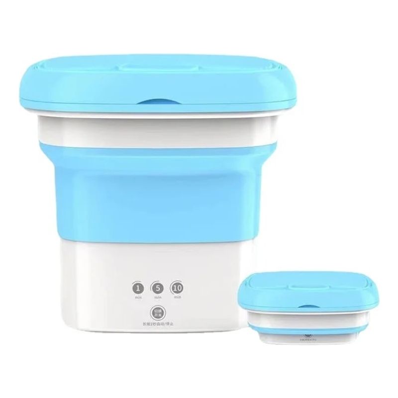 GENERICO - Mini Lavadora Portatil Plegable Ropa Pequeña Celeste