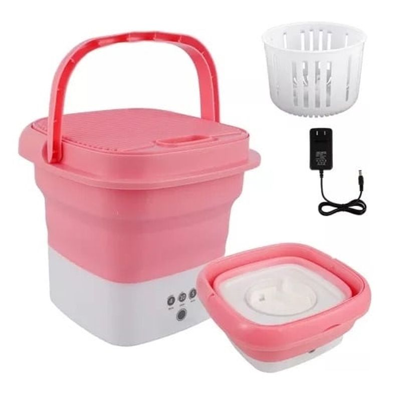GENERICO - Mini Lavadora Portatil Plegable Ropa Pequeña Rosado