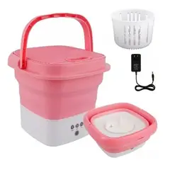 GENERICO - Mini Lavadora Portatil Plegable Ropa Pequeña Rosado
