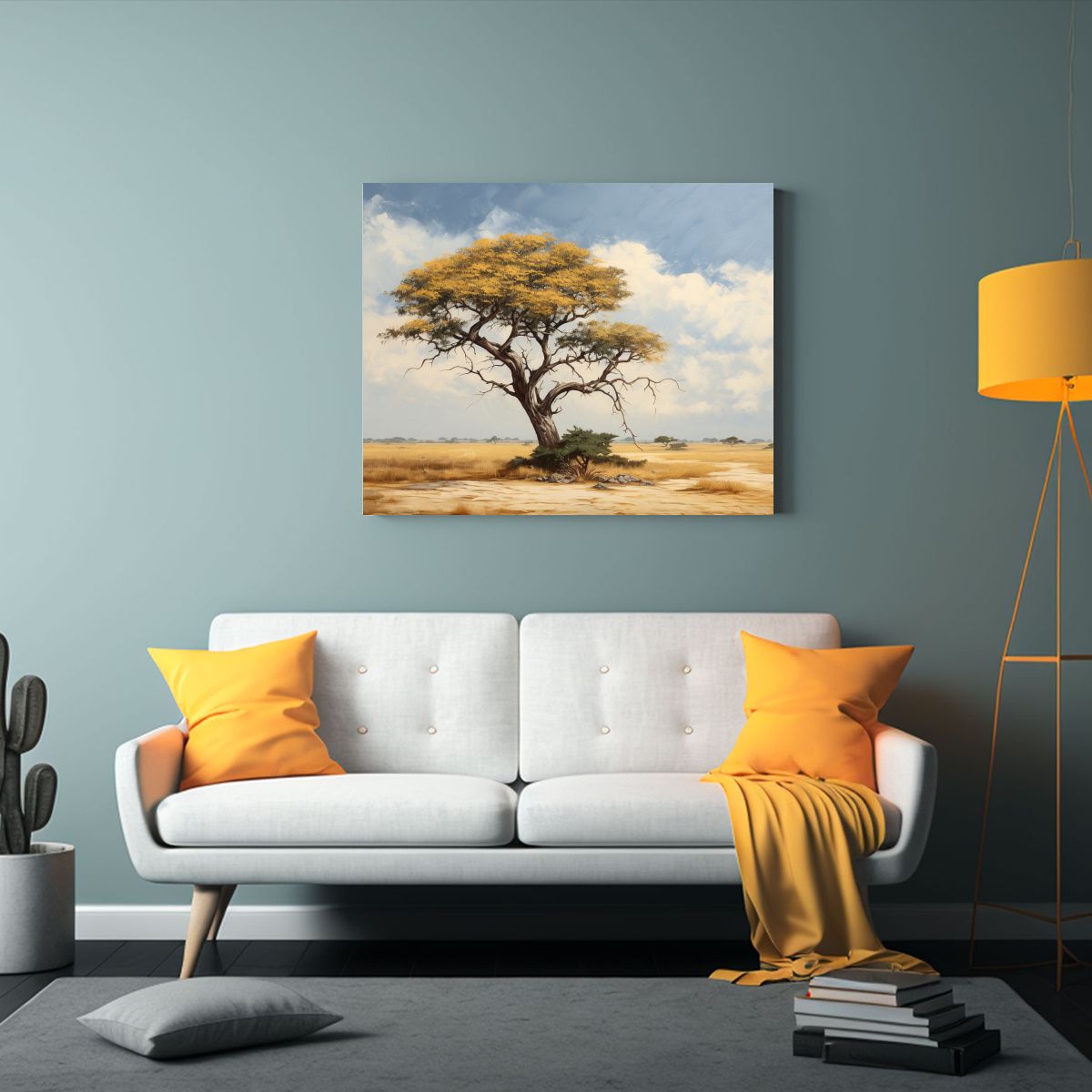 GENERICO - Pintura Abstracta De Dibujo Urbano Con árbol De Acacia 120x80cm