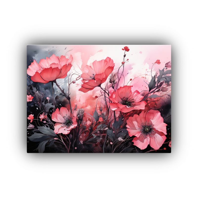 GENERICO - Cuadros Modernos Exclusivos De Hierbas En Negro Y Rosa Atmo 120x80cm