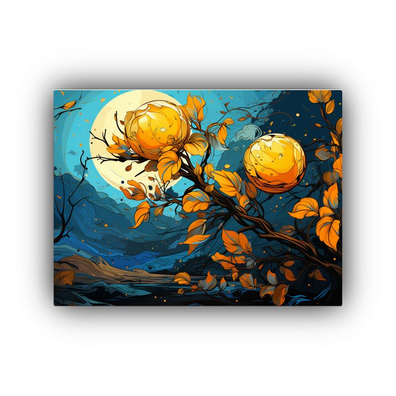 GENERICO - Cuadro Poderoso Árbol Manzana Amarillo Estilo Neonoir Pop 120x80cm