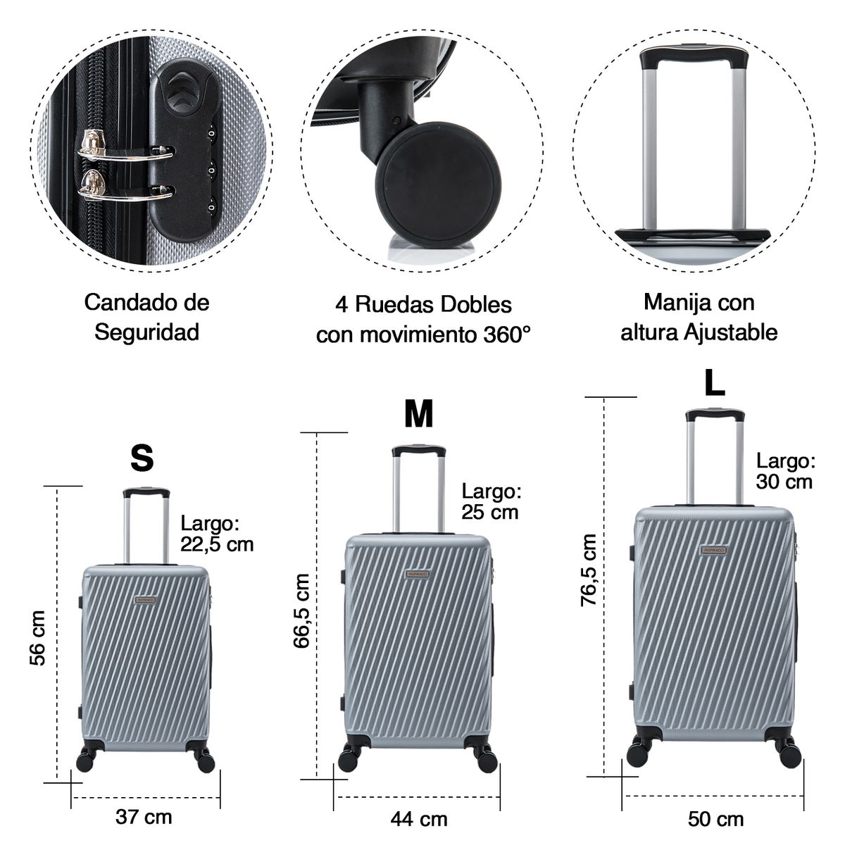 INSPIRACCI - Set de Maletas Rígidas  MILAN S-M-L  Gris-