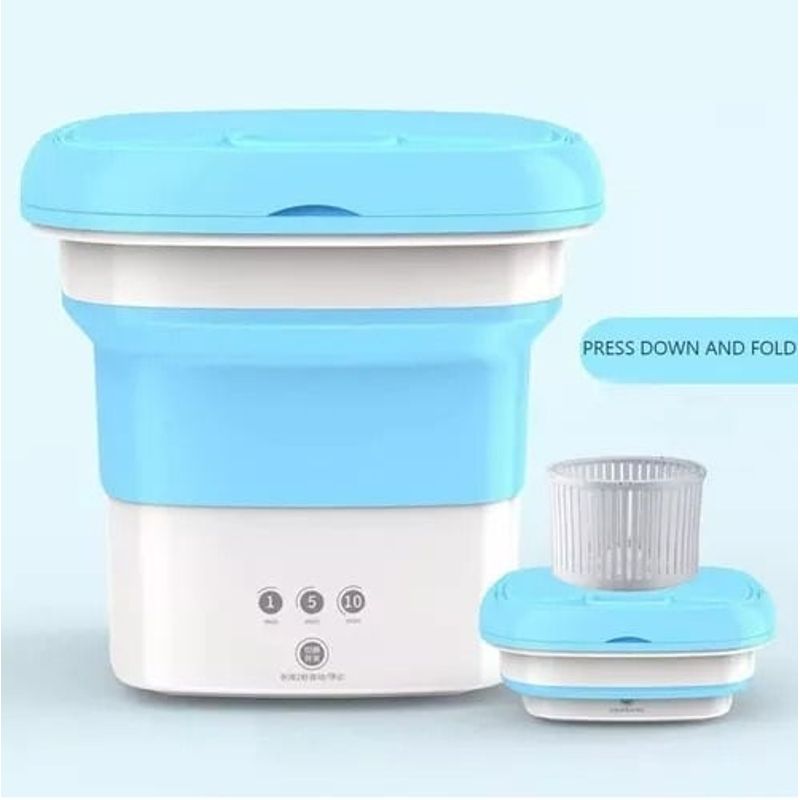 GENERICO - Mini Lavadora Portatil Plegable Ropa Pequeña Celeste
