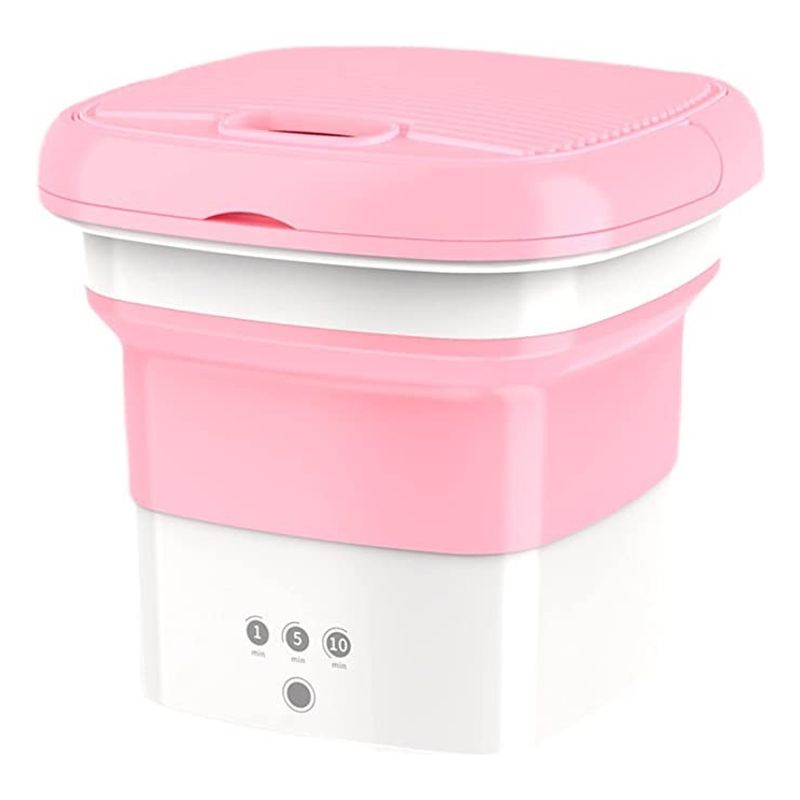 GENERICO - Mini Lavadora Portatil Plegable Ropa Pequeña Rosado