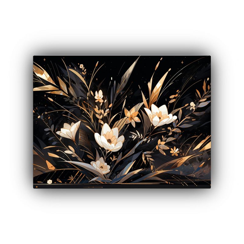 GENERICO - Lienzo Horizontal Con Visión Dorada Y Negra En Estilo Neono 120x80cm