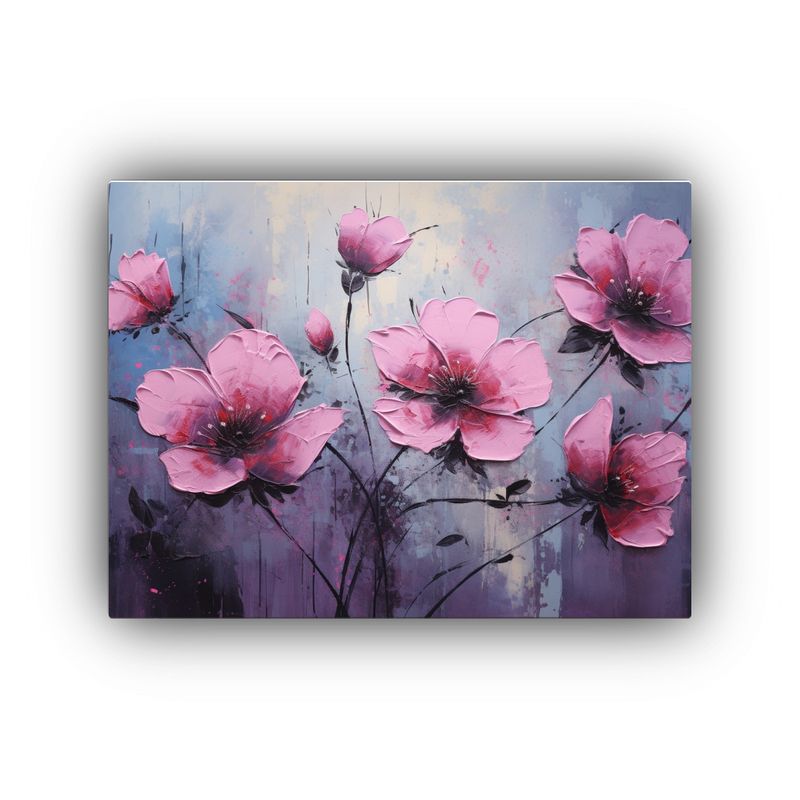 GENERICO - Pintura De Flores En Lienzo En Negro Y Rosa Para Cocina 120x80cm