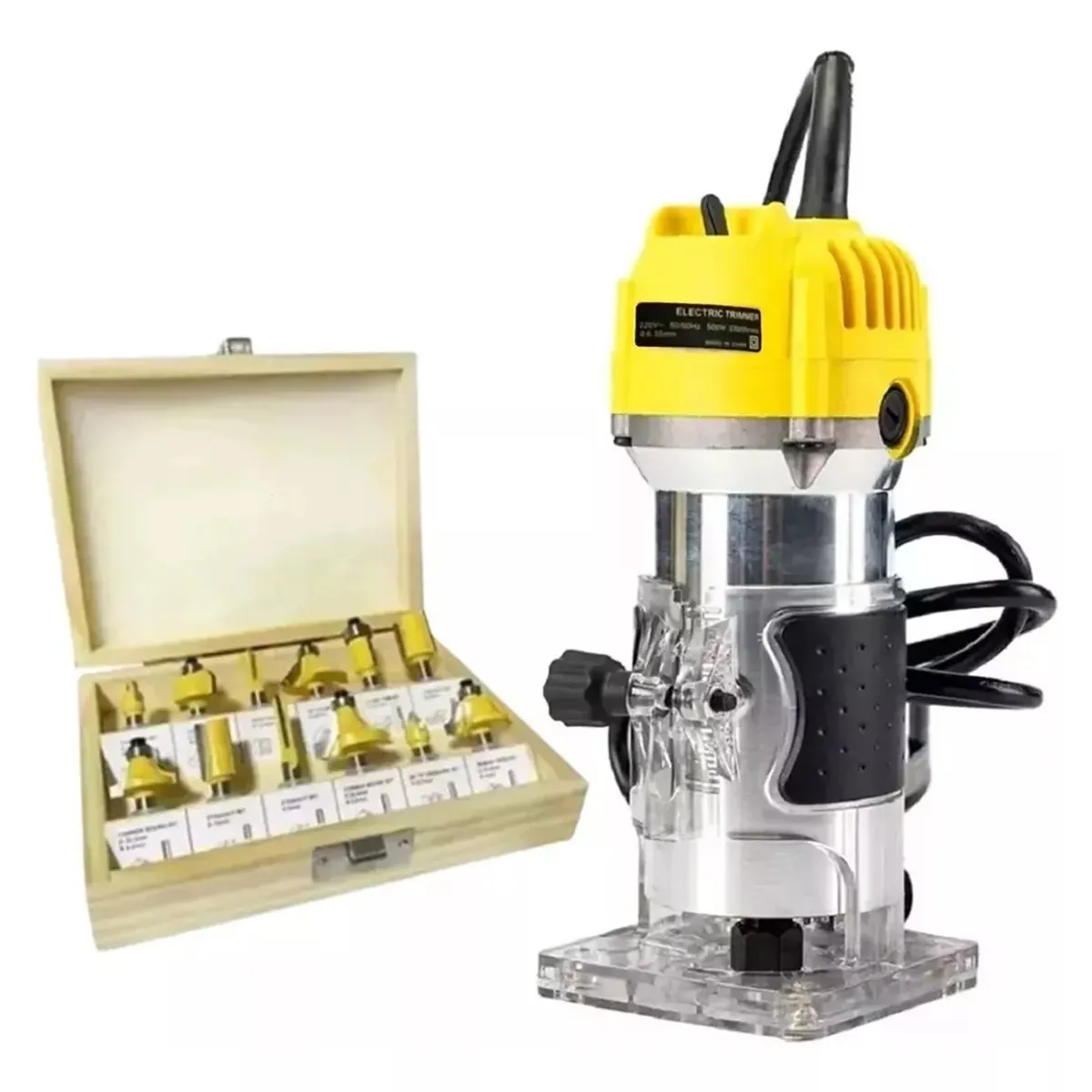 MUNDO MAGIA - Kit Fresadora Router Tupi 33000rpm Toma 1/4 + Set 12 Brocas