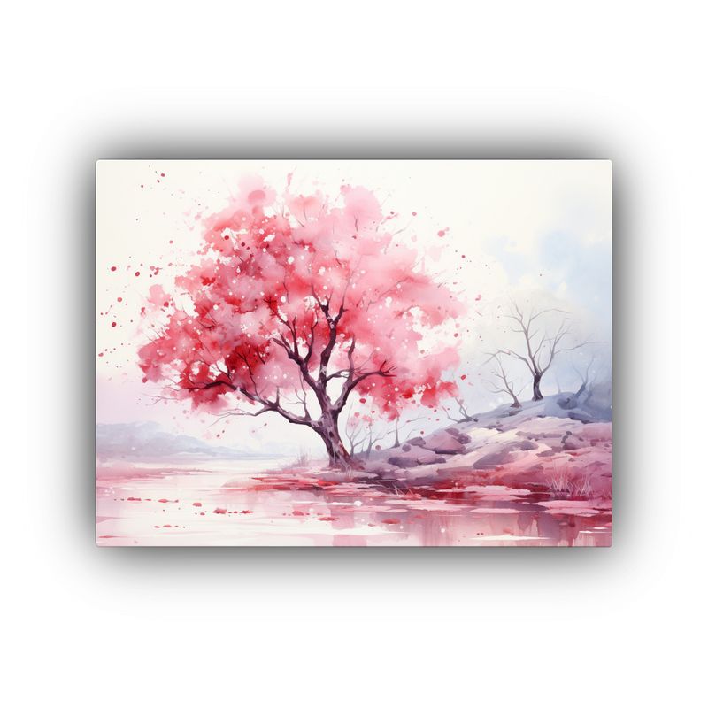 GENERICO - Cuadro Abstracto Árbol Álamo Rojo Acuarela 120x80cm