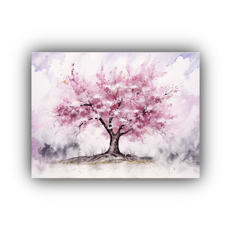 GENERICO - Cuadro Abstracto Impactante Cerezo Blanco Y Rosa árbol De 120x80cm