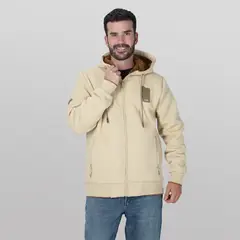 GANGSTER - Poleron Fullziper Jacquard Sherpa Nebula Beige