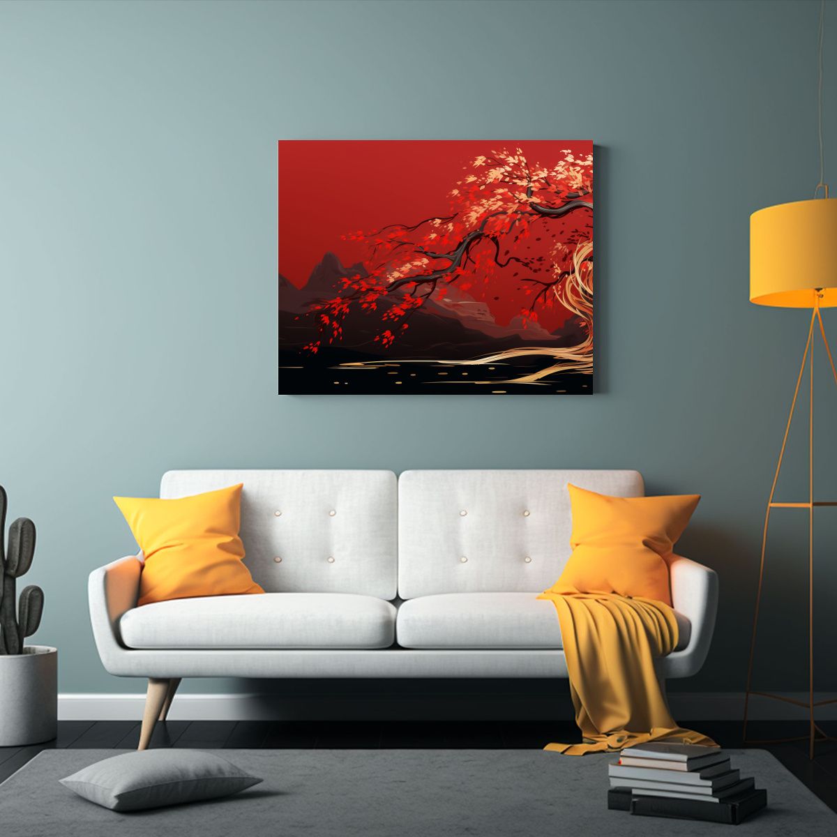 GENERICO - Pinturas Decorativas De Bastidor De Madera Sauce En Rojo Y  120x80cm