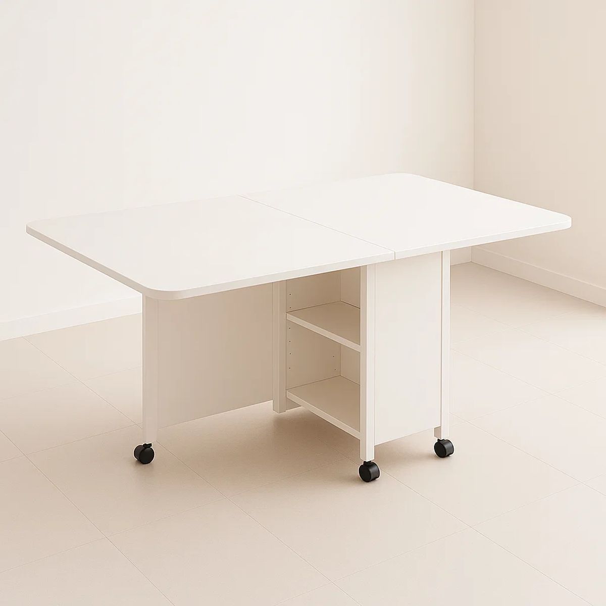 KLIK - Mesa de comedor plegable extendible blanca 140x60cm KLIK