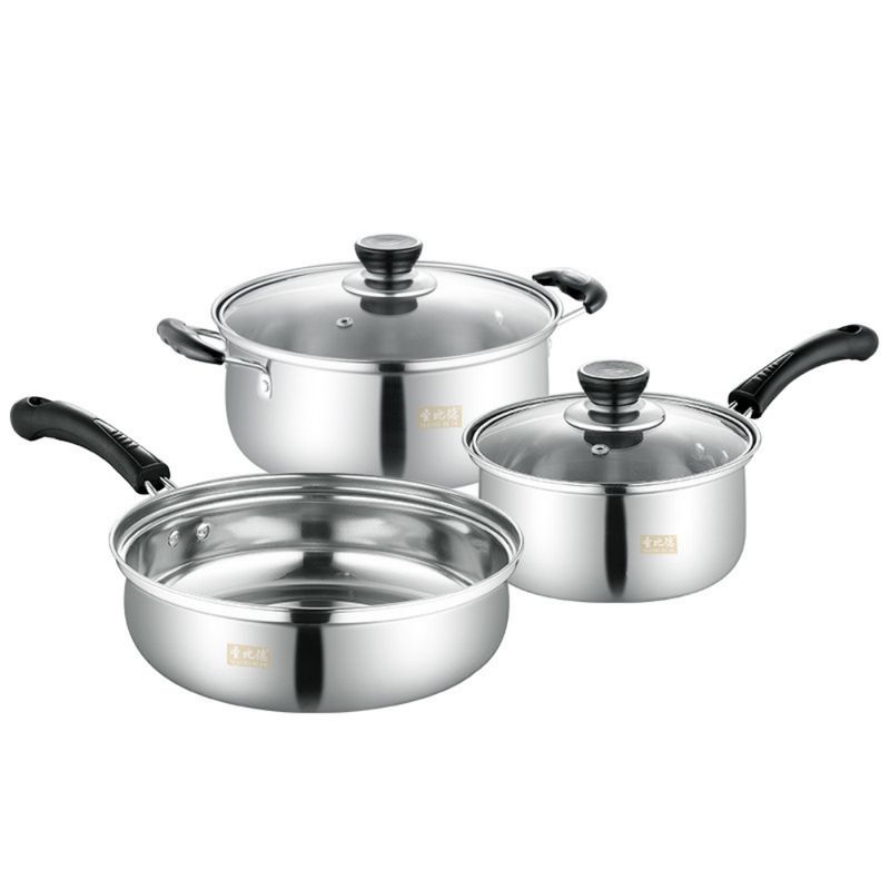 CRUSEC - Juego De Ollas Y Sartén Batería 5 Pcs Cocina Inoxidable