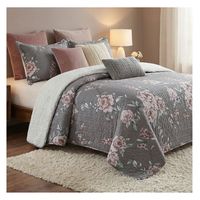 Cubrecama Sherpa 2 Plazas - Gris Rosas M948