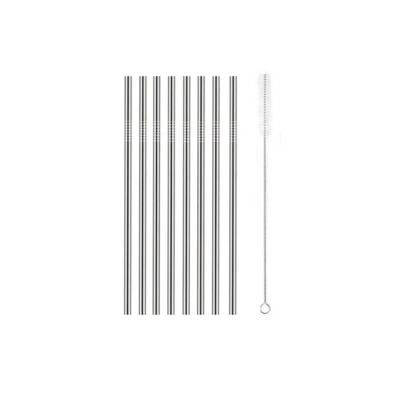 GENERICO - Set 8 Bombillas Y 2 Accesorios Limpieza Acero Reutilizables gris