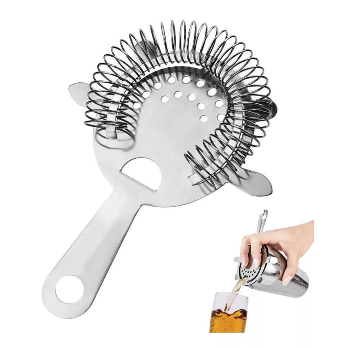 GENERICO - Colador De Bar Oruga Cocktail Tragos Barman Cocteleria Acero