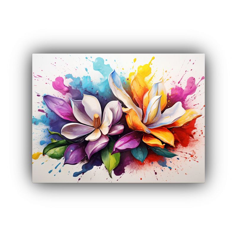 GENERICO - Pintura Abstracta De Magnolias Con Colores Del Arcoíris 120x80cm