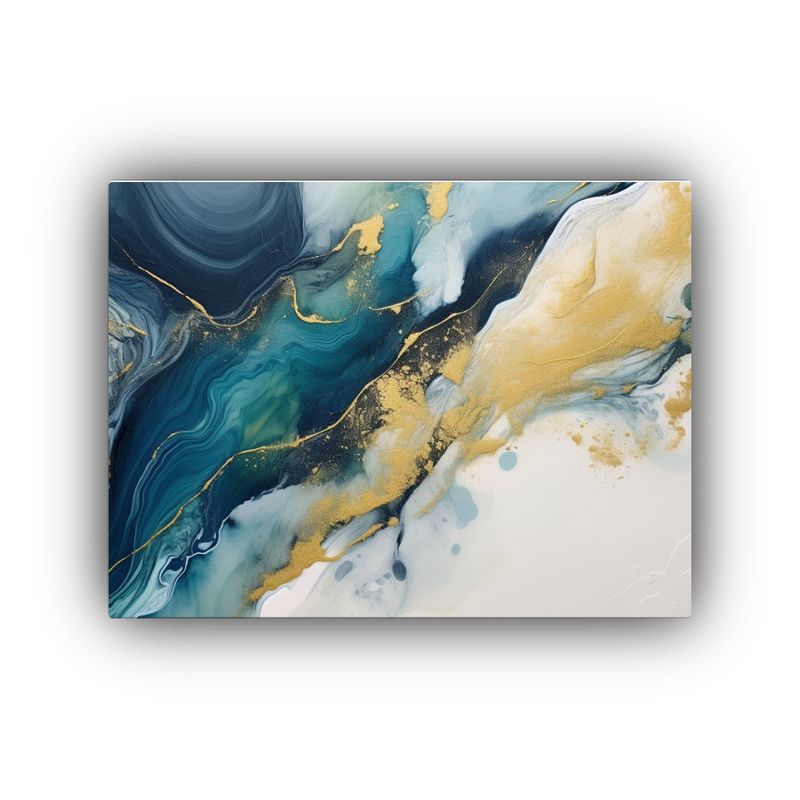 GENERICO - Pintura En Lienzo Blanco Con Marco Azul Acrílico Riqueza Vi 120x80cm