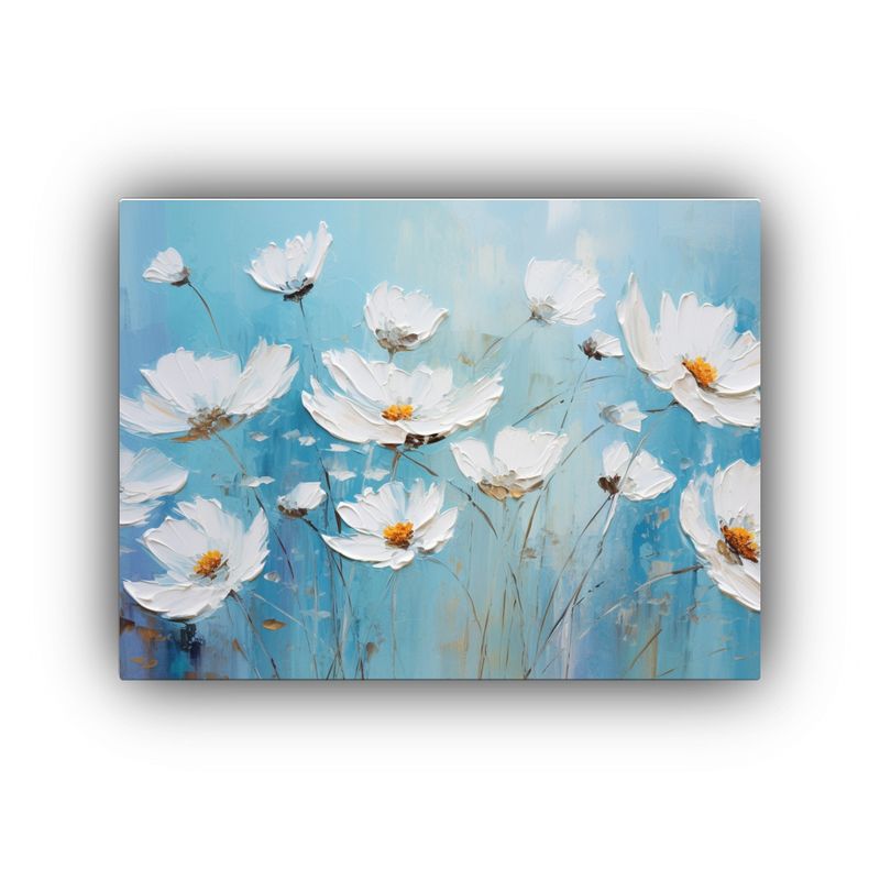 GENERICO - Pintura De Flores En Lienzo Blanco Y Azul Enigmático Dise 120x80cm
