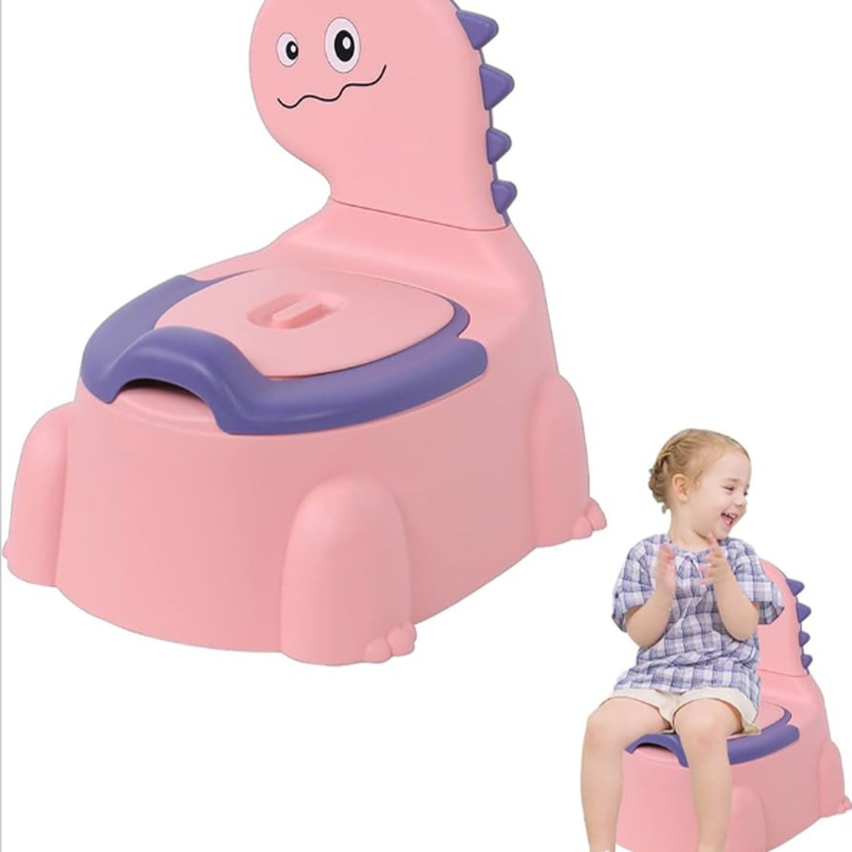 GENERICO - Bacinica Infantil Diseño Dinosaurio - Primer Baño - Rosado