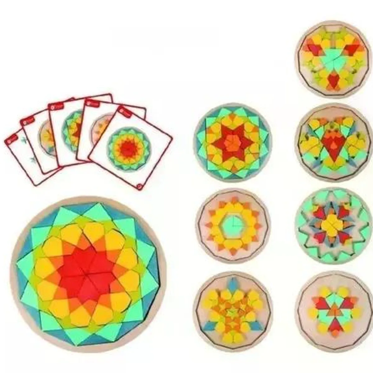 TOLIPA - Mandala Blocks 5 Cartas Juguete Didáctico De Madera