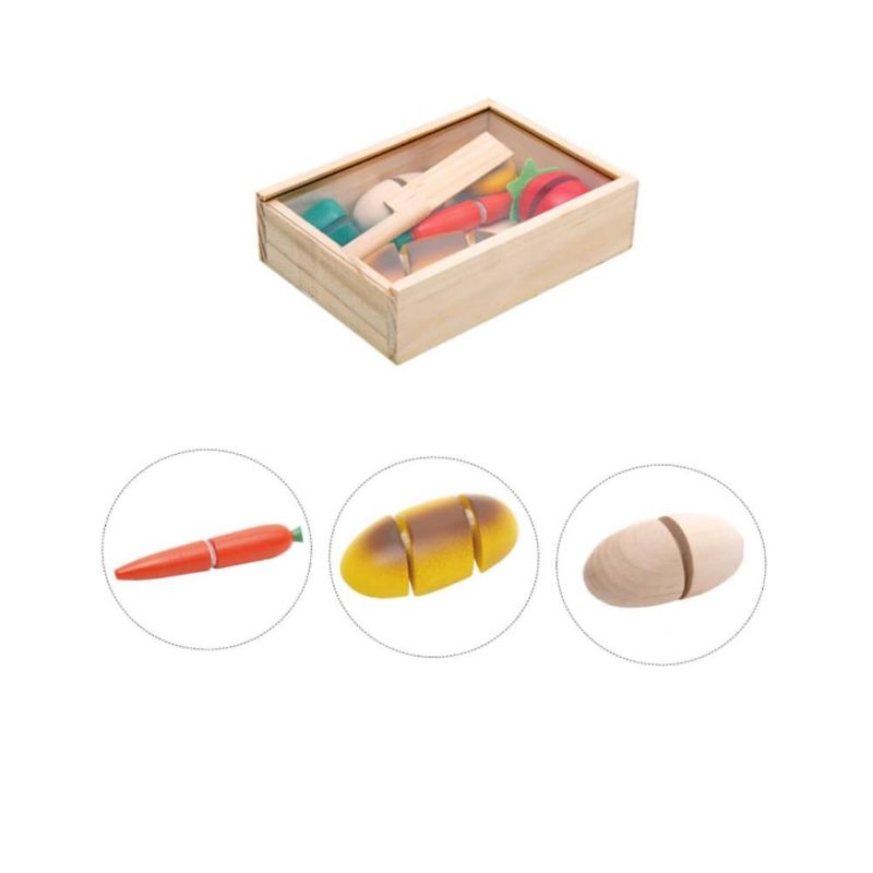 ARTIDIX - Caja de frutas y verduras de madera con velcro 8 pzs