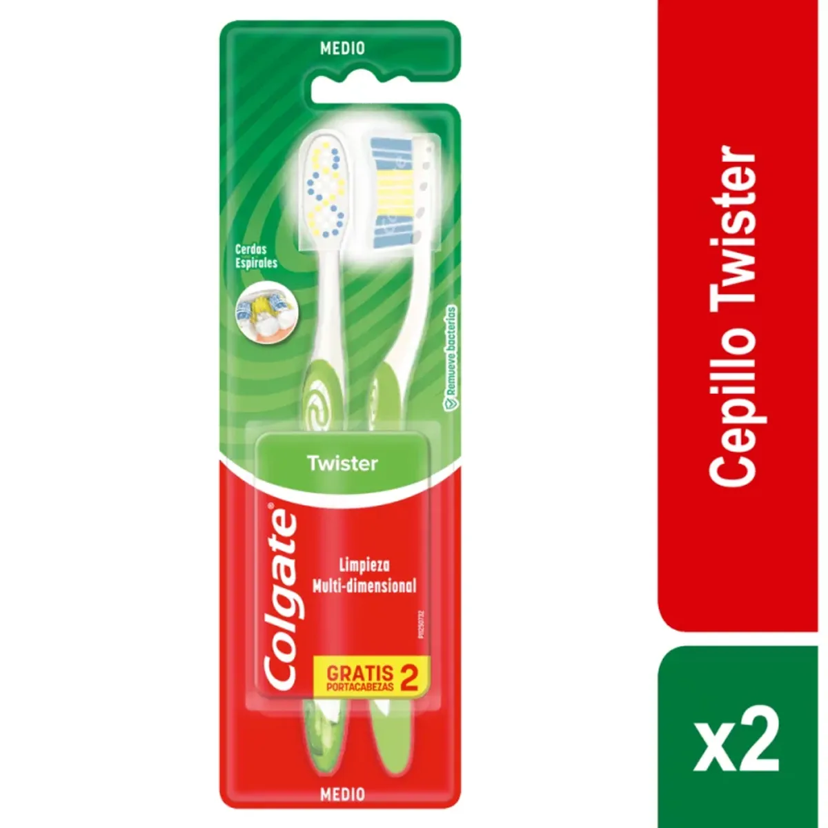 COLGATE - Cepillo Dental Colgate Plus Twister Fresh Medio 2 Unidades
