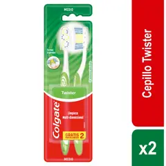 COLGATE - Cepillo Dental Plus Twister Fresh Medio 2 Unidades