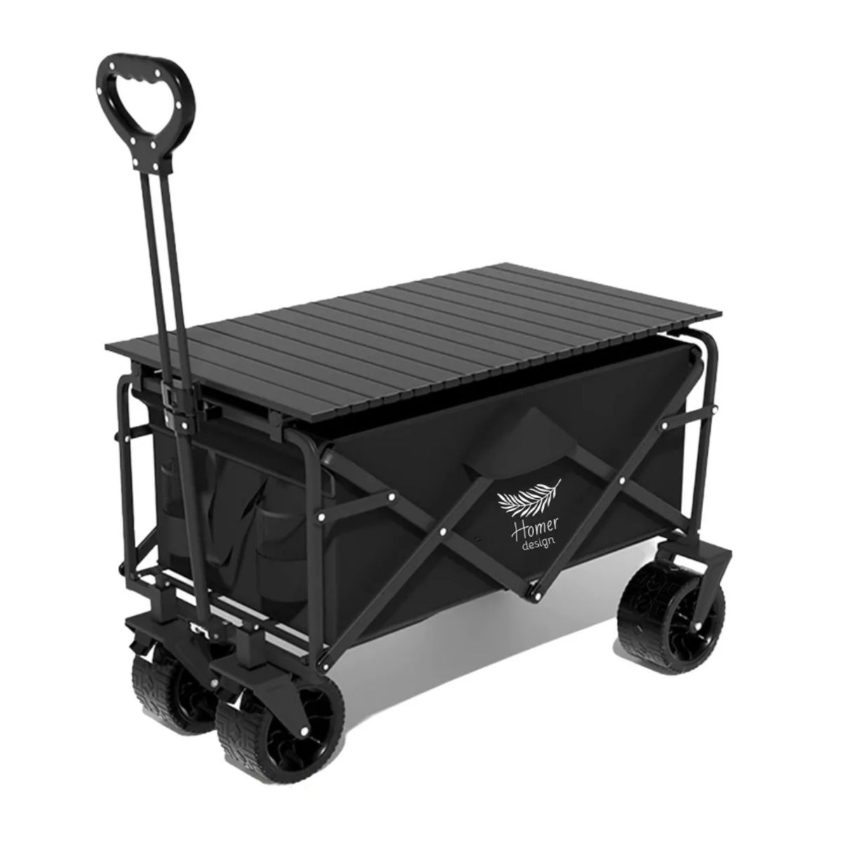 HOMER DESIGN - Carrito plegable para camping compra con freno porta vaso con mesita