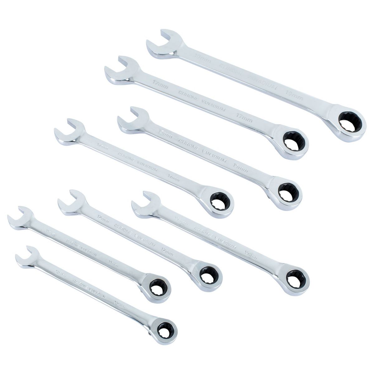 JONNESWAY - Juego de llaves combinadas con chicharra. 8 Pzas. JONNESWAY