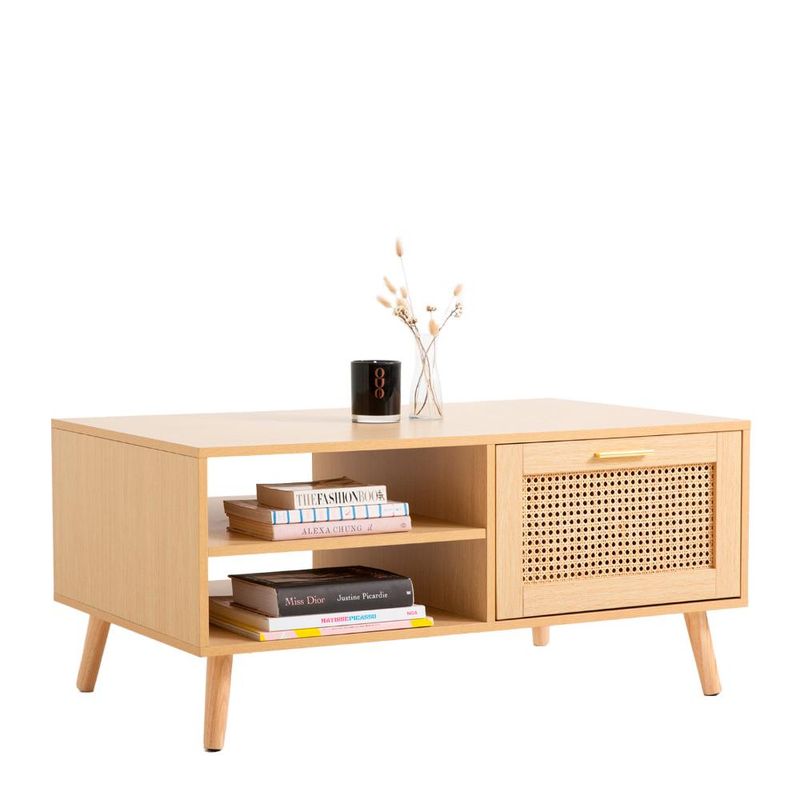 KLIK - Mesa de Centro con rattan y madera MDF