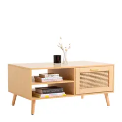 KLIK - Mesa de Centro con rattan y madera MDF