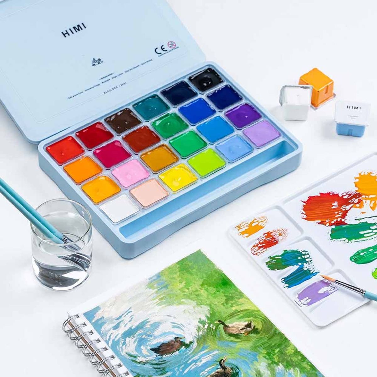 HIMI - Set himi Gouache 24 Colores / 30gr Incluye 3 Pinceles