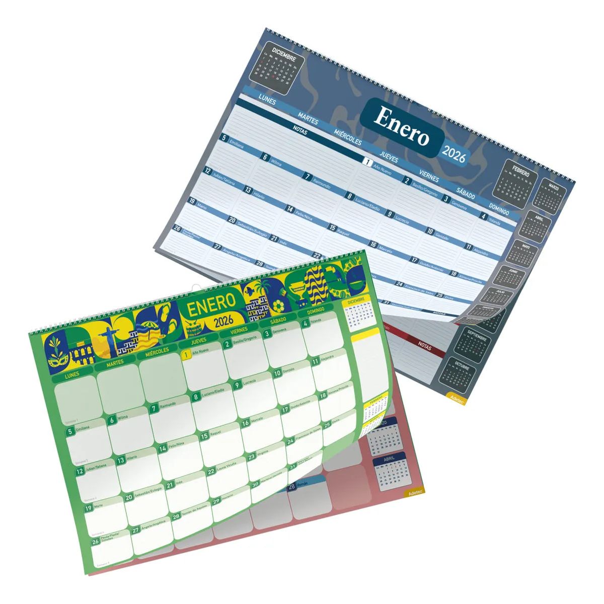 ADETEC - Calendario De Escritorio 2026 Anillado Diseños Varios