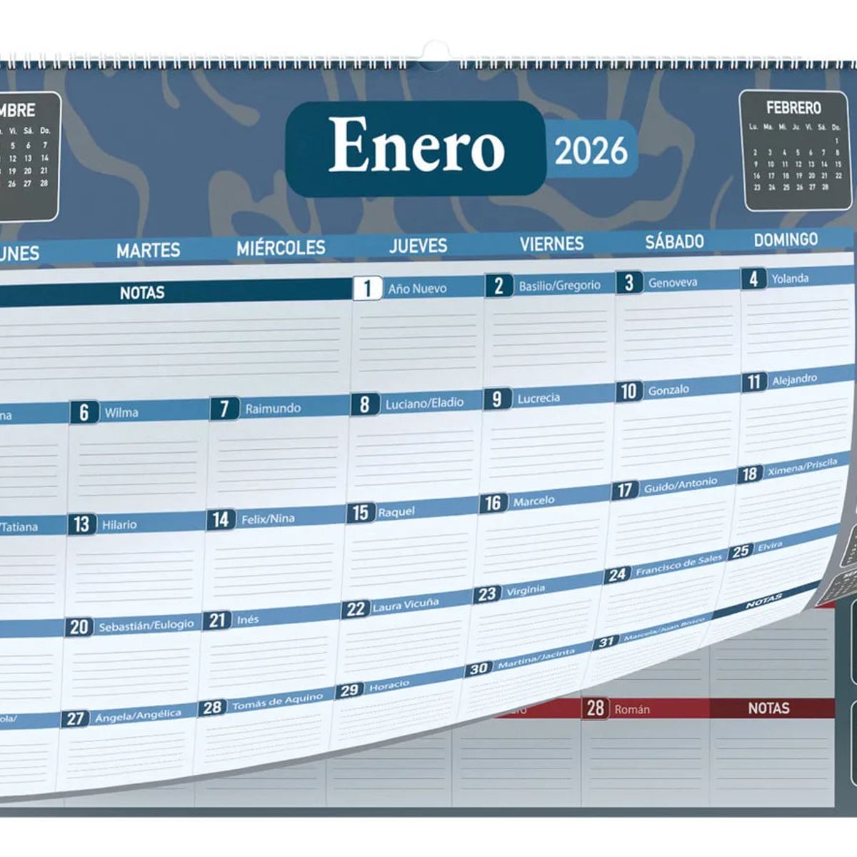 ADETEC - Calendario De Escritorio 2026 Anillado Diseños Varios